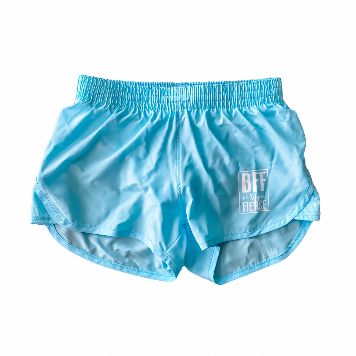 Athletic BFF Logo Shorts - Aqua – Be Flippin Fierce